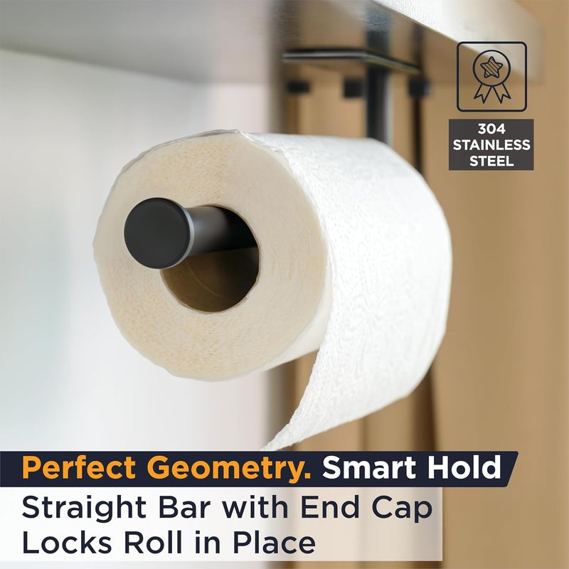 Deiss Pro Paper Towel Holder – Under Cabinet, Wall Mount, or Countertop – Rust-Resistant Stainless Steel, One-Handed Tear Design, Space-Saving Paper Towel Dispenser, Towel Holder for Kitchen - Image 5